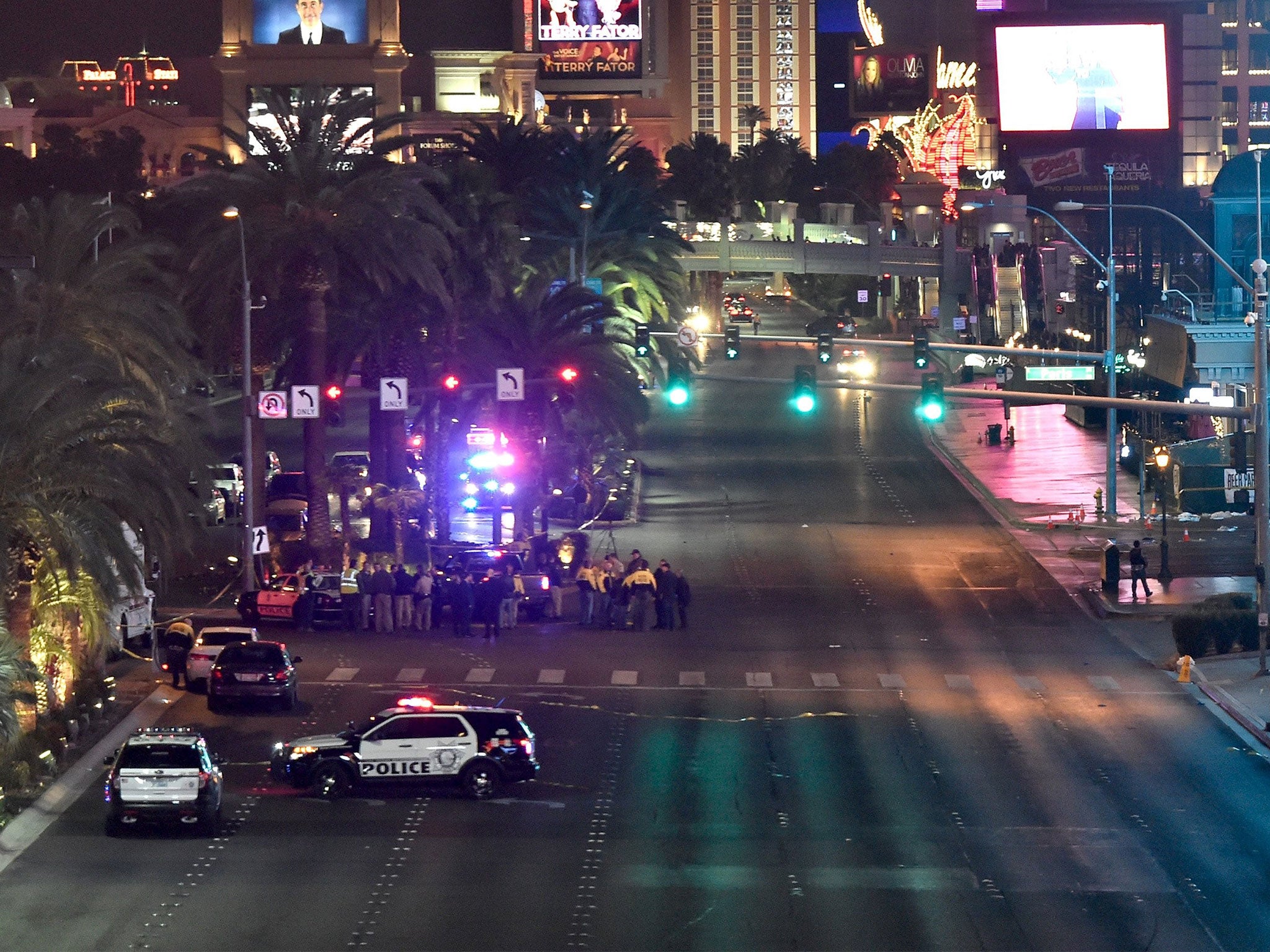 Police at the scene on the Las Vegas Strip following the incident