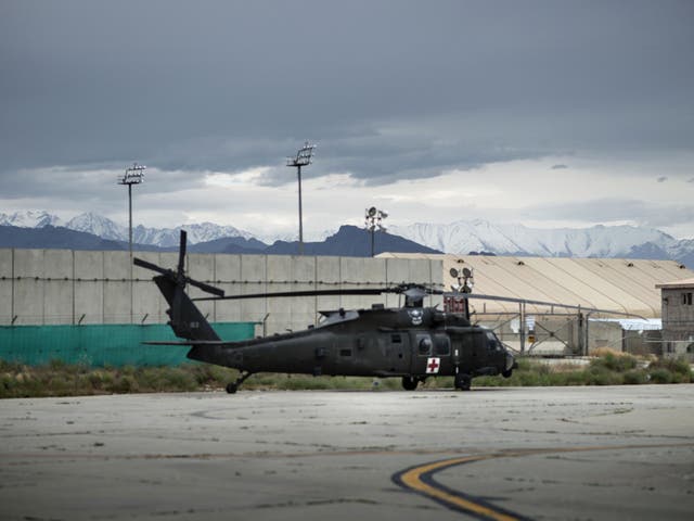 Bagram Airfield in the northeast of Afghanistan is frequently targeted by Taliban missile attacks 