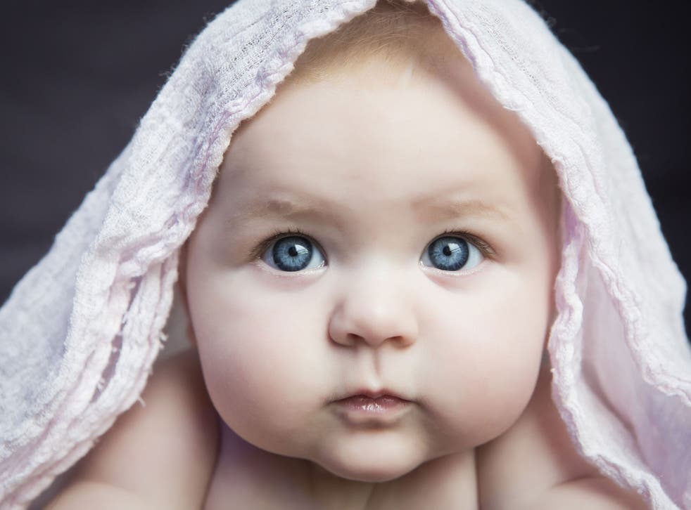 A baby with blue eyes