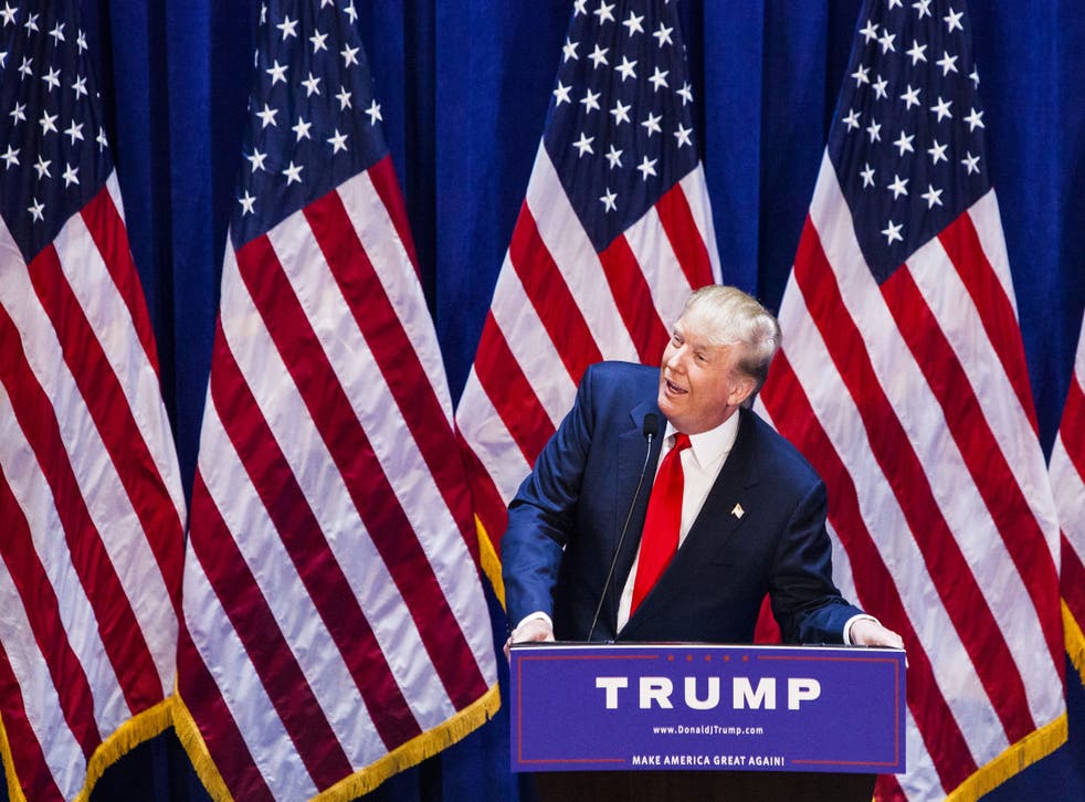 Donald Trump gives a speech as he announces his candidacy for the U.S. presidency at Trump Tower
