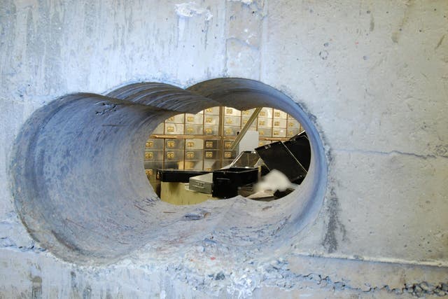 The tunnel leading into the vault at the Hatton Garden Safe Deposit company in London