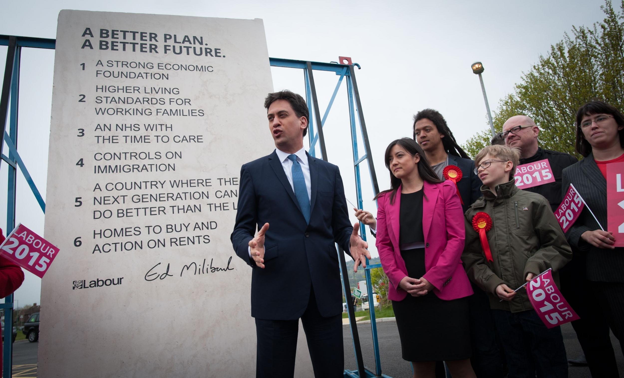 Labour's pledges carved into a stone plinth in Hastings