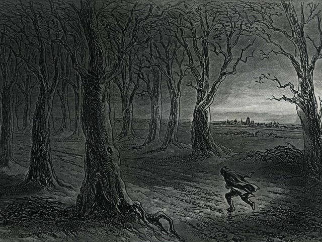 Dark deeds: in Dickens’s work, as this illustration from 'Little Dorritt' shows, winter nights are a time for skulduggery