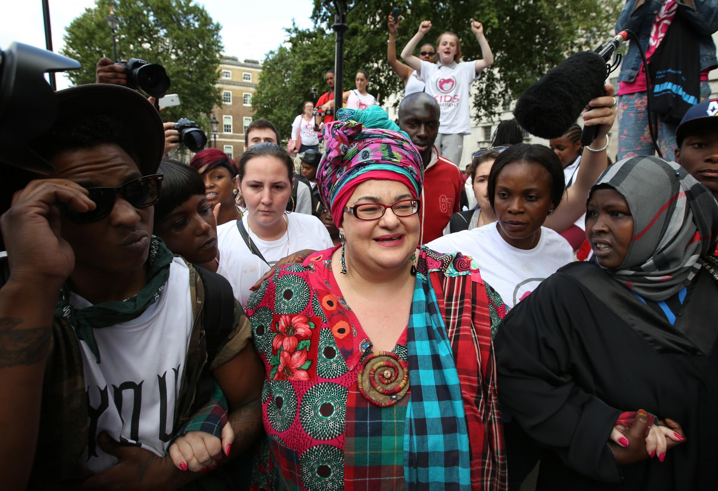 &#13;
Kids Company founder Camila Batmanghelidjh surrounded by supporters in August last year (PA)&#13;