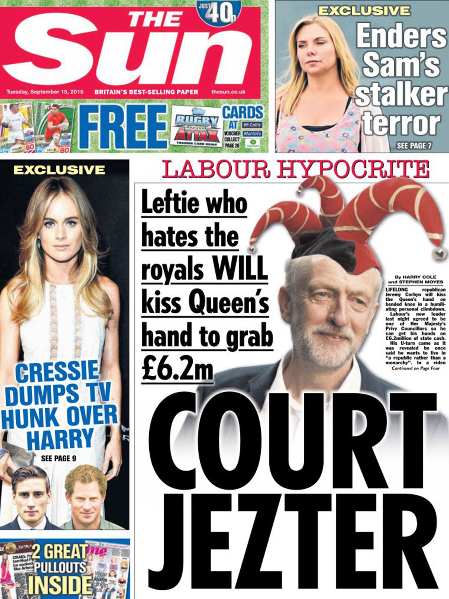 The Sun’s front page attacking Labour’s leader Jeremy Corbyn