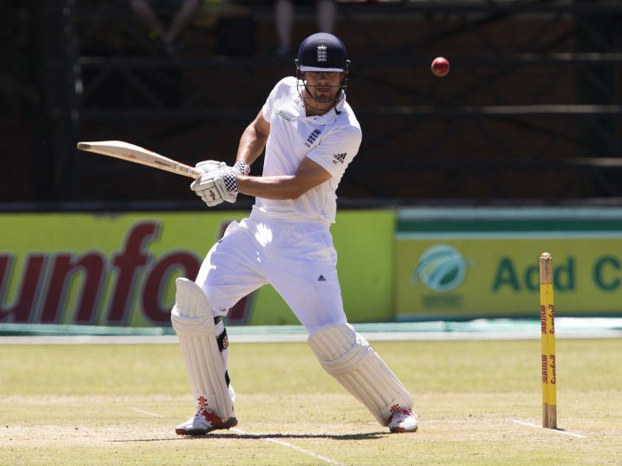 Alastair Cook plays a shot on his way to 126 against South Africa A