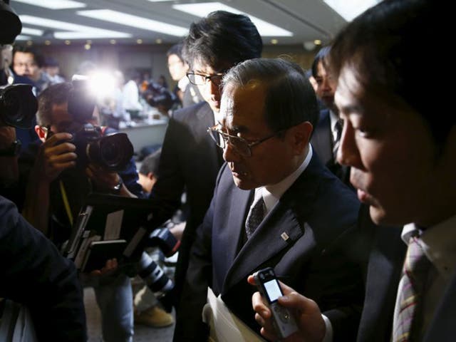Toshiba’s president, Masashi Muromachi, after announcing a £3bn loss