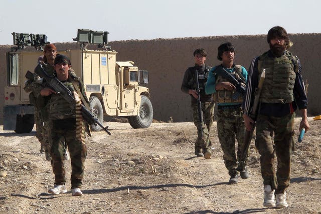 Afghan National Army (ANA) soldiers in Helmand on December 21, 2015.