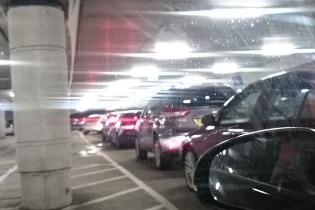 Traffic queue in the carpark at Bluewater Shopping Centre