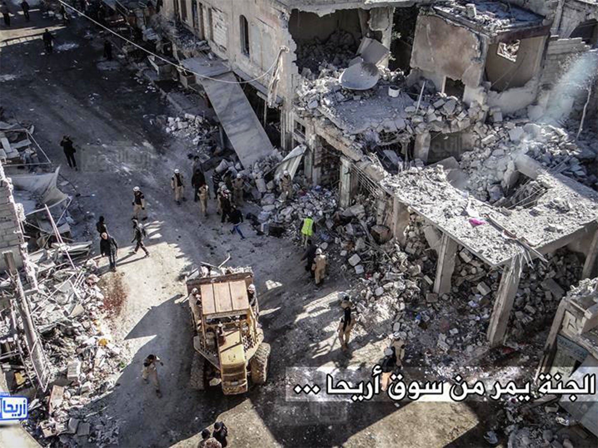 Image featured in Amnesty's Syria report showing damage to Ariha market from a suspected Russian air strike on 29 November 2015