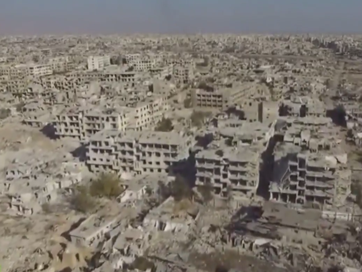 Drone video shows level of devastation in Damascus The Independent