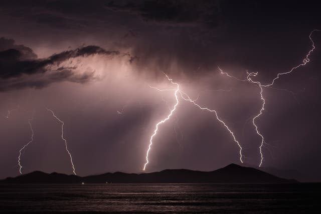 Lightning illuminates the Greek island of Kos