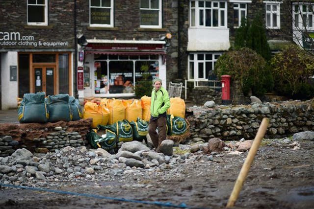 The village of Glenridding in Cumbria was flooded for the third time in three weeks yesterday, as Storm Eva moved in from the Atlantic