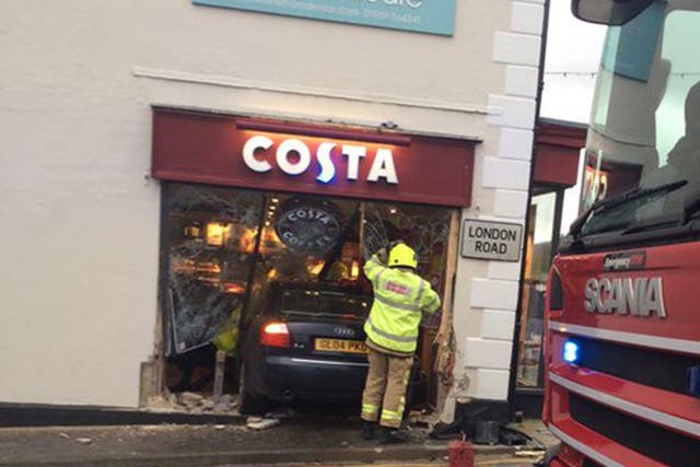 The scene of the crash at Costa Coffee in Westerham