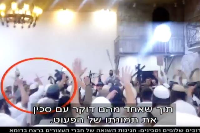 The video was shown on Israeli TV channel News 10 and showed wedding guests dancing with guns and knives