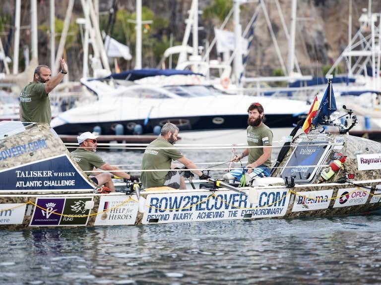 Miltary veterans Lee Spencer, Nigel Rogoff, Paddy Gallagher and Cayle Royce set off to cross the Atlantic from La Gomera in the Canary Islands to Antigua in the Caribbean
