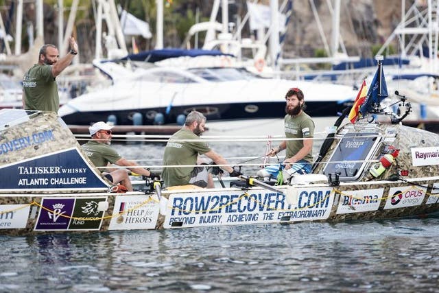Miltary veterans Lee Spencer, Nigel Rogoff, Paddy Gallagher and Cayle Royce set off to cross the Atlantic from La Gomera in the Canary Islands to Antigua in the Caribbean