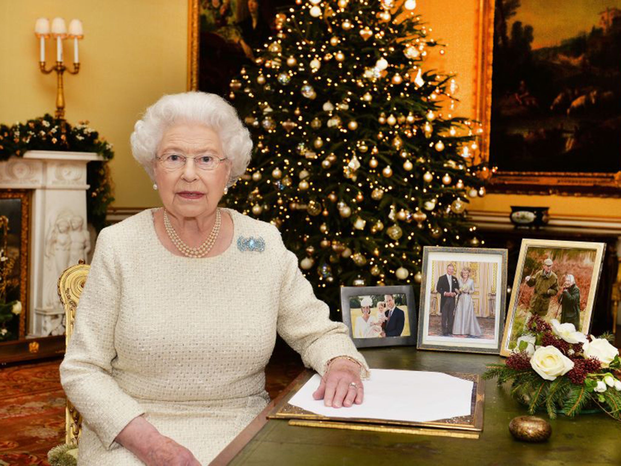 The Queen after recording her 2015 Christmas message at Buckingham Palace