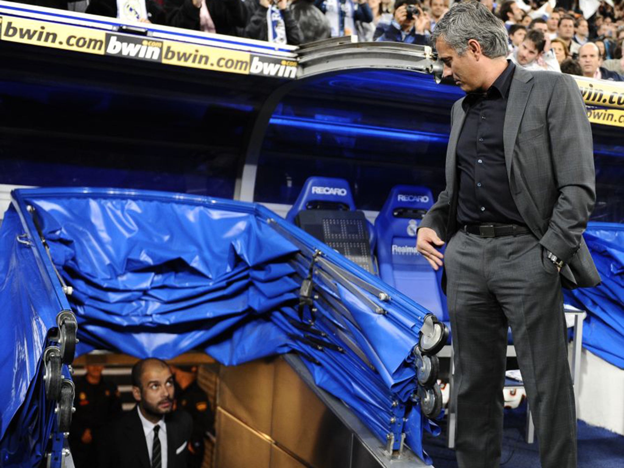 Jose Mourinho, right, and Pep Guardiola before El Clasico in 2011, during their times as Real Madrid and Barcelona coach respectively