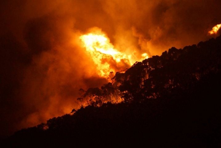 A photo released by the Country Fire Authority (CFA) on December 26 shows an out-of-control bushfire near Victoria's Great Ocean Road on Christmas Day