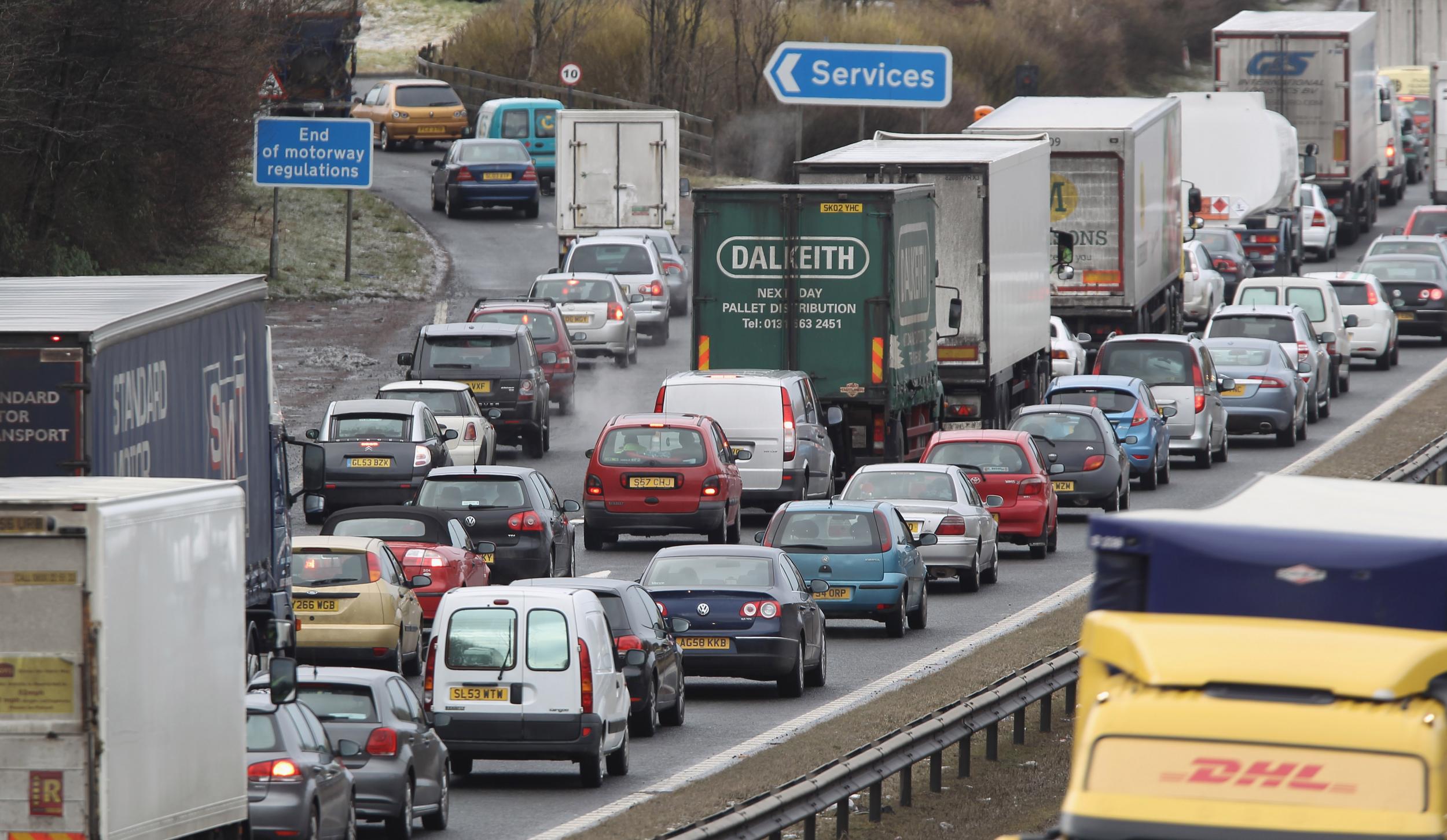 Congestion on the M8 during the 2011 festive period, during which cold weather and ice caused traffic chaos