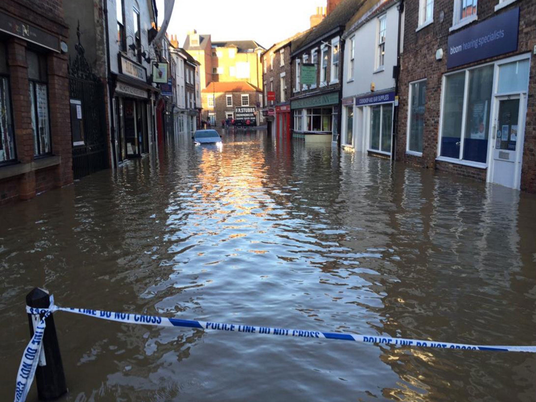 The flooding in Walmgate, York, on 27 December