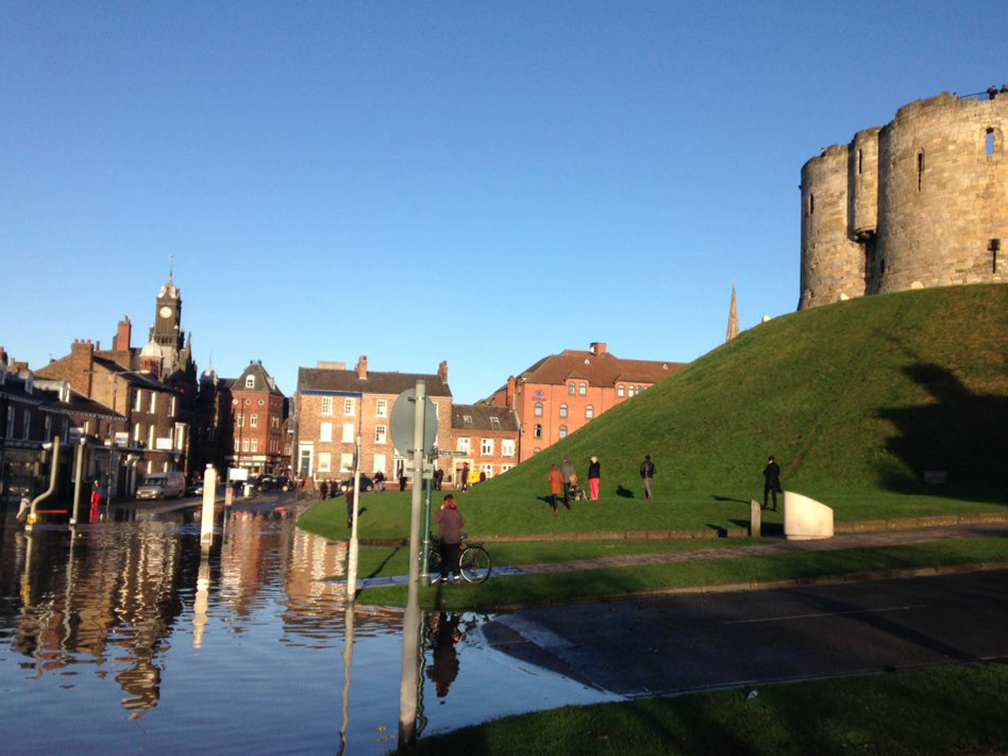 Flooding at Clifford's Tower in York on 27 December