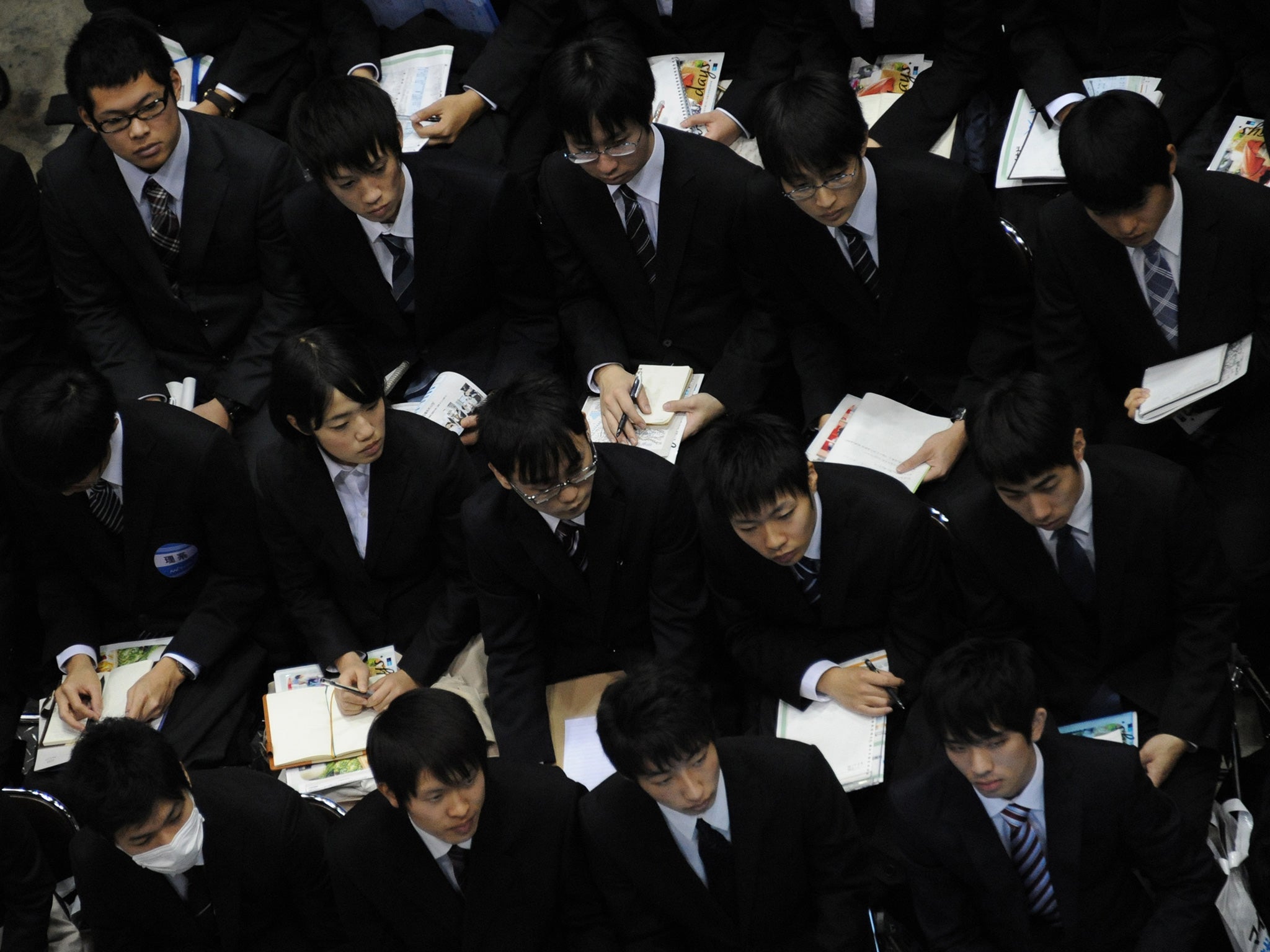 Students at a job fair in Tokyo