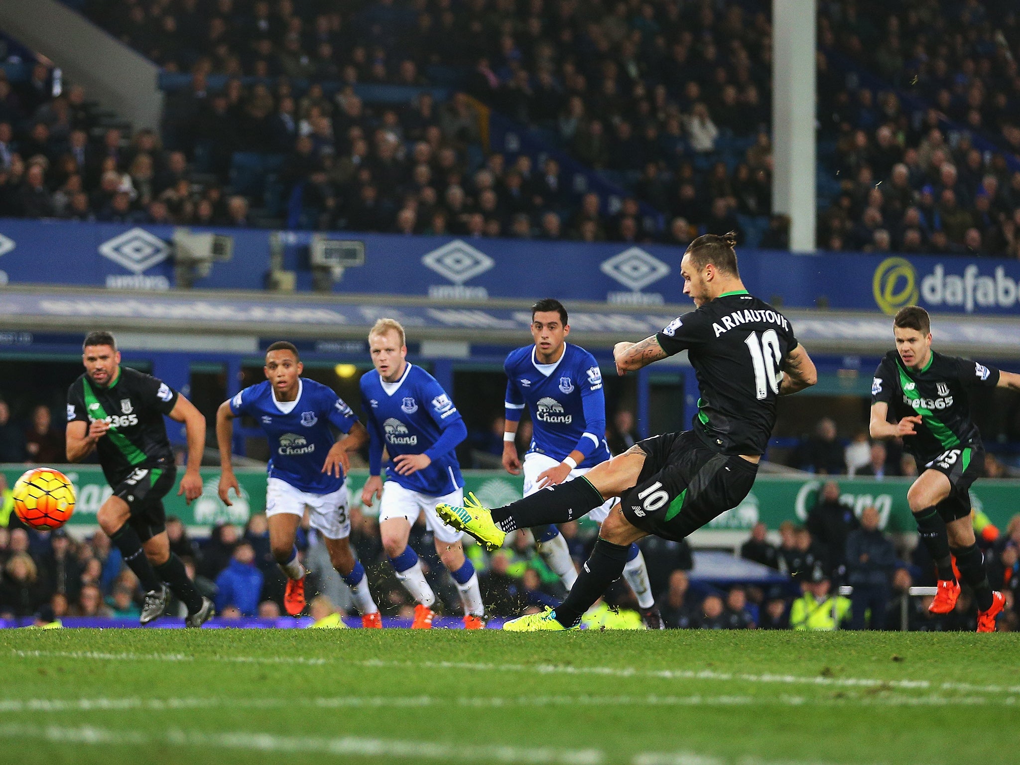 Marko Arnautovic scores the winner from the spot