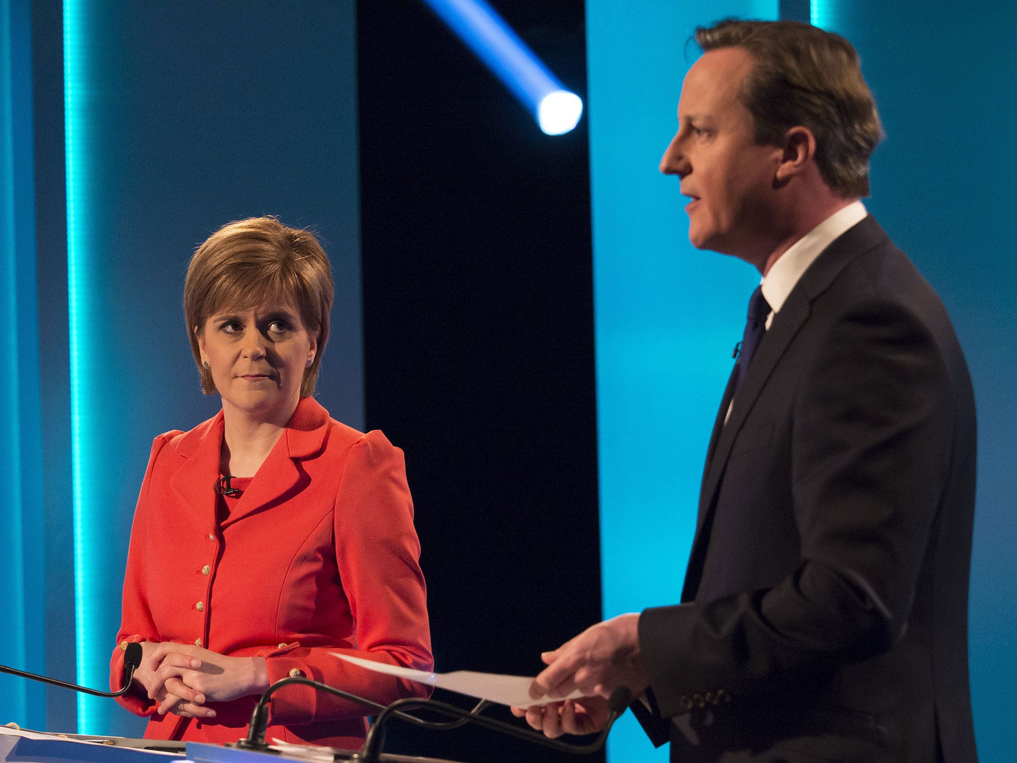 SNP leader Nicola Sturgeon debating with the Prime Minister in April