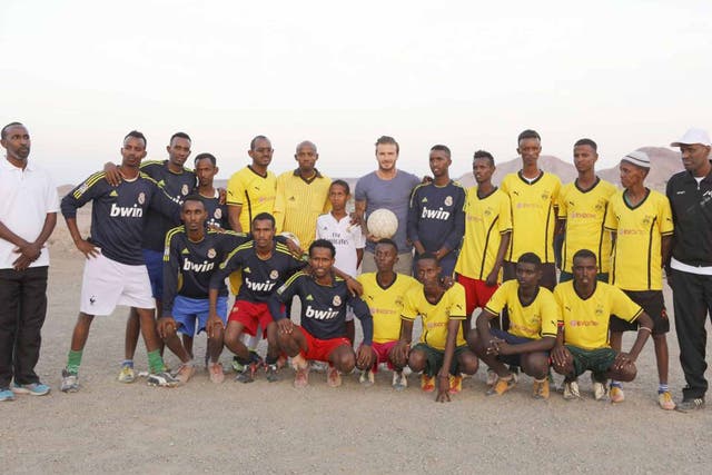 On the ball: David Beckham visited a refugee camp in Djibouti in ‘For the Love of the Game'