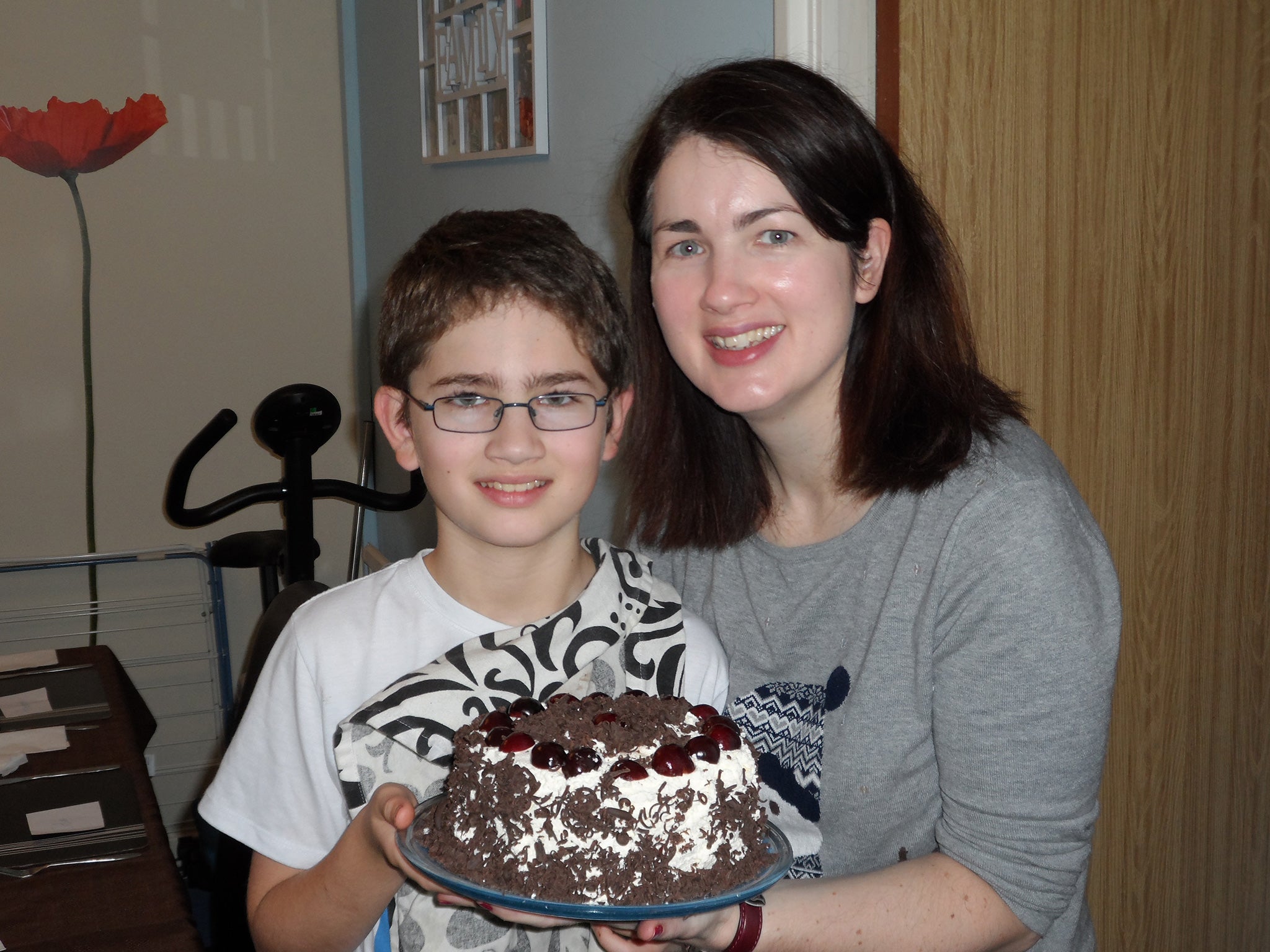Thirteen-year-old Matthew Thompson with mother Carol