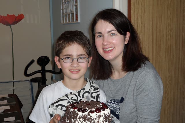 Thirteen-year-old Matthew Thompson with mother Carol
