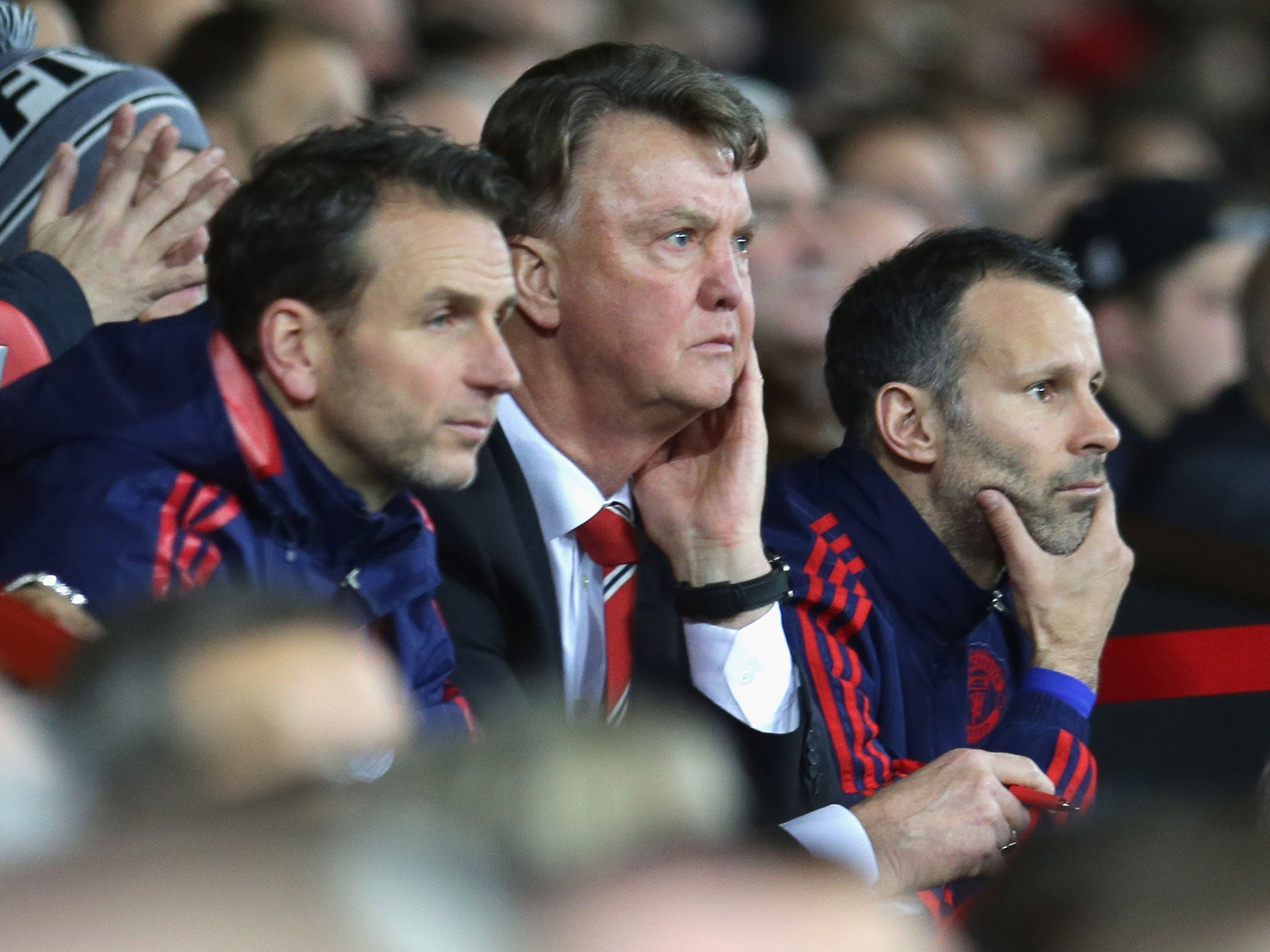 Louis van Gaal watches his Manchester United side