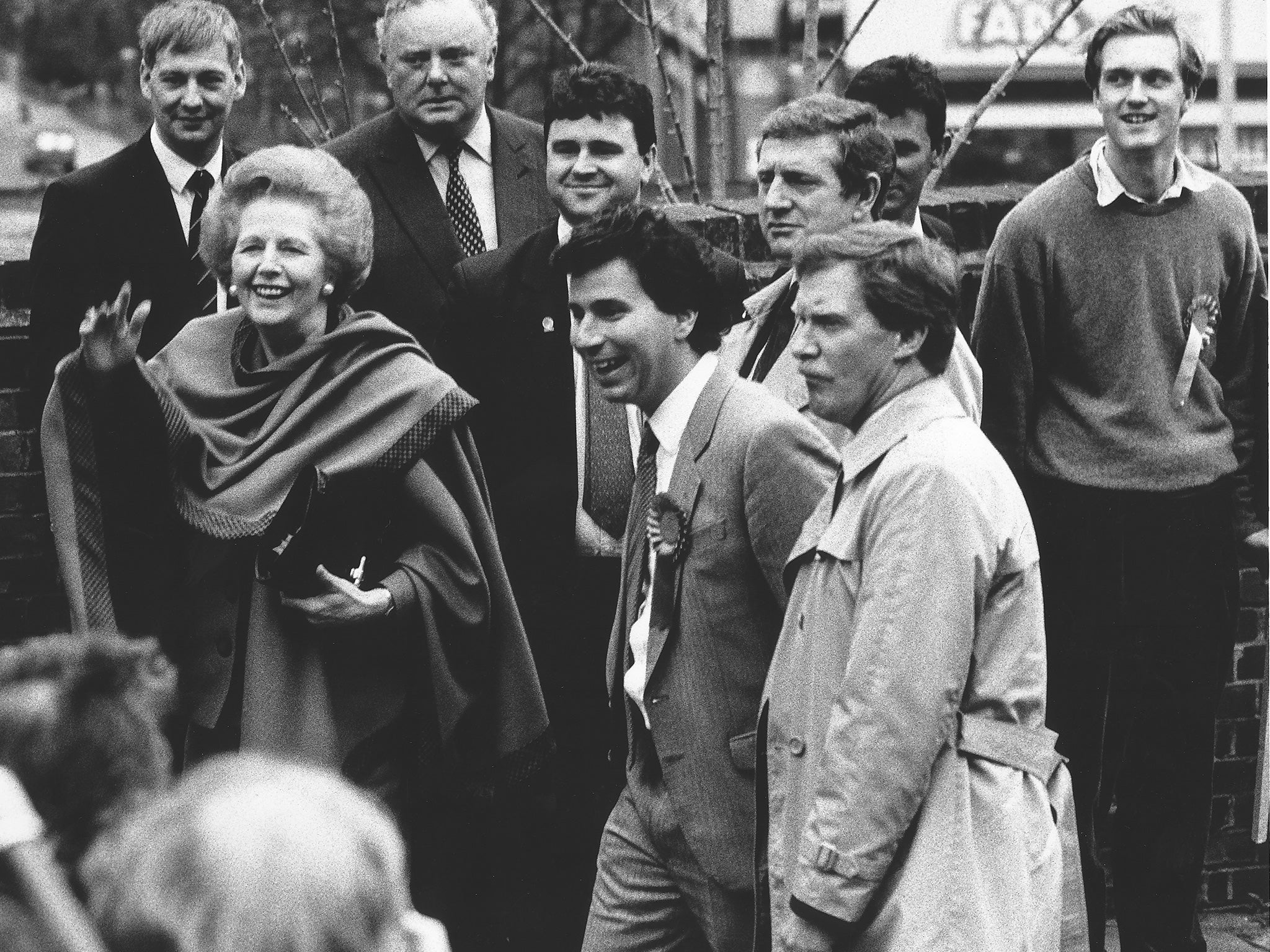 Margaret Thatcher with Oliver Letwin (centre) in 1992