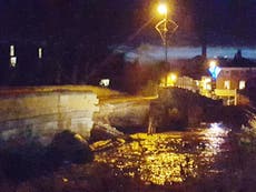 Tadcaster bridge partially collapses after flooding