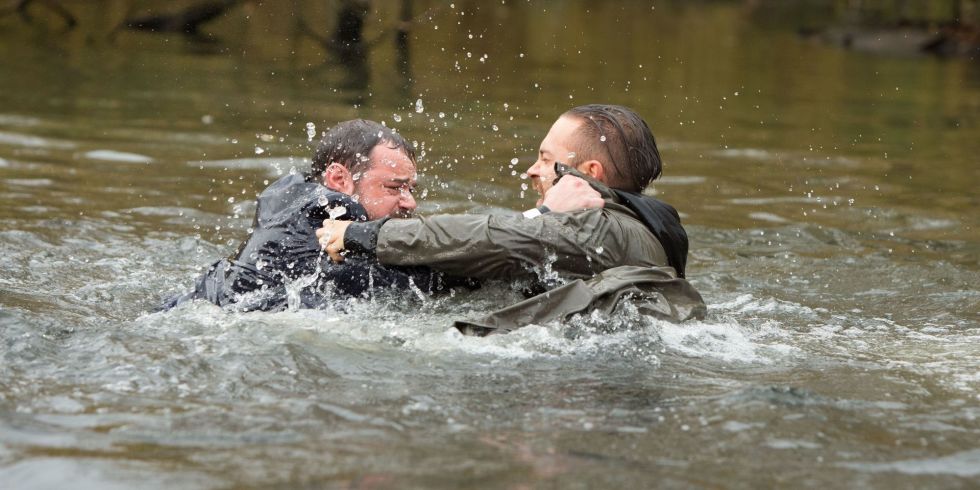 The Eastenders New Year's special sees a dramatic tussle in a lake