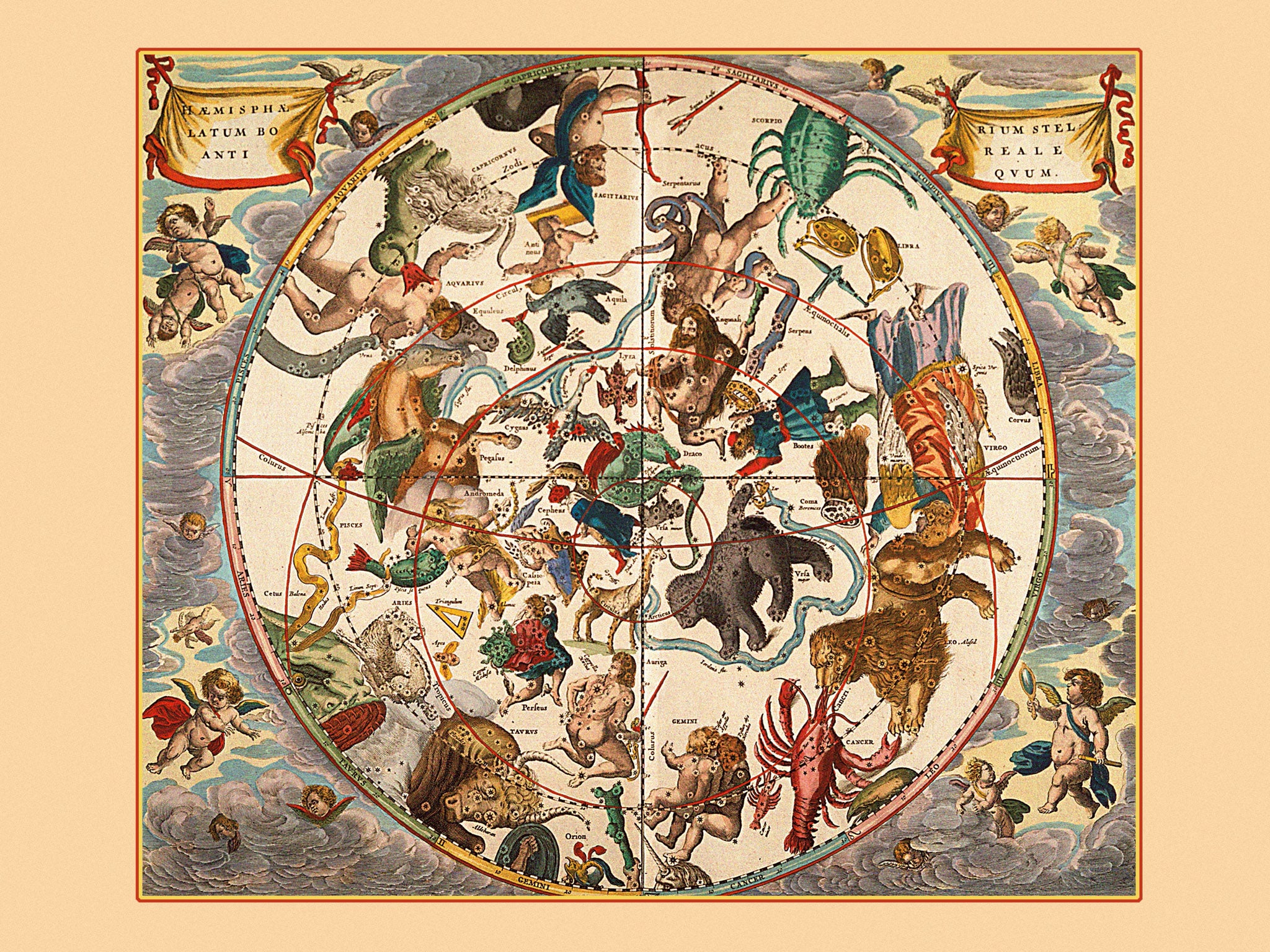 Star gazing: a 17th-century depiction of the signs of the zodiac by Andreas Cellarius, a Dutch-German cartographer