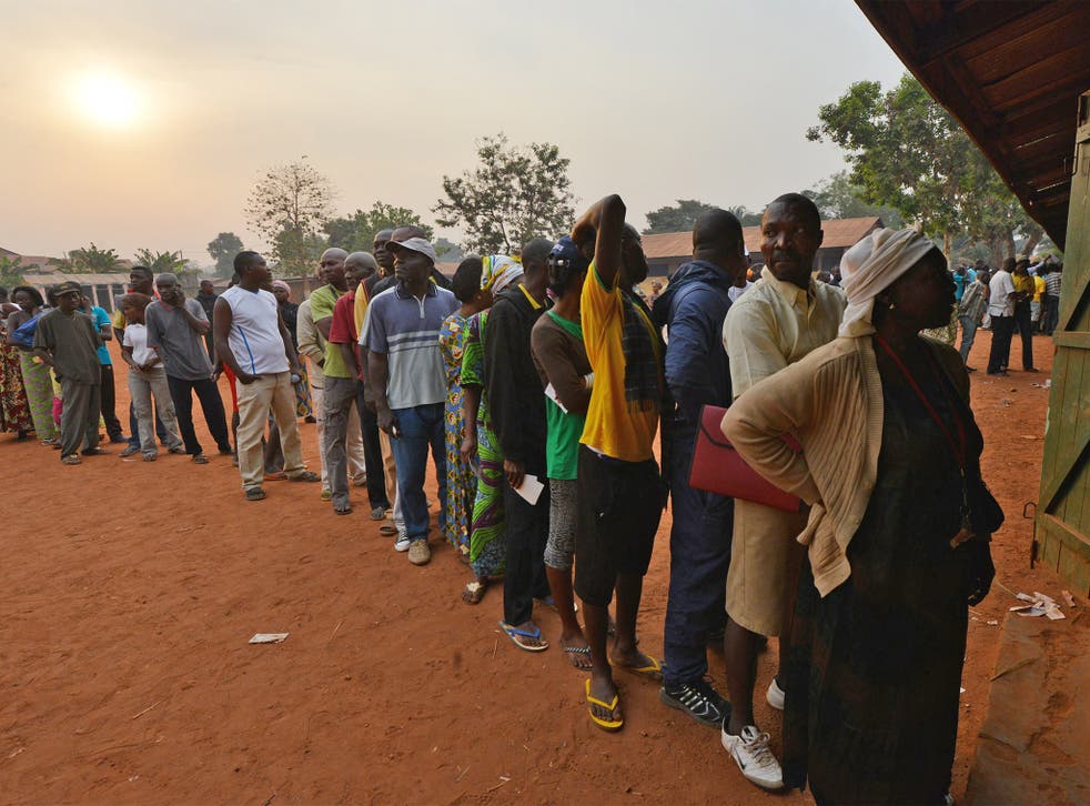 Residents waiting to cast their vote in a Muslim district in Bangui