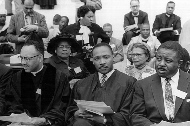 Hall opens with the firebombing of the young Rev Martin Luther-King's parish home in Montgomery, Alabama, and the incipient civil rights movement in the United States