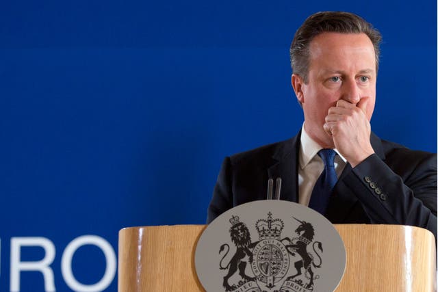 David Cameron during a media conference after an EU summit in Brussels