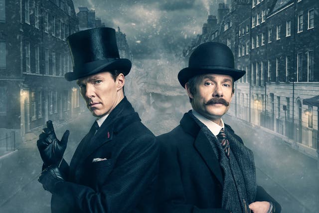 Benedict Cumberbatch and Martin Freeman as Sherlock Holmes and John Watson in Sherlock