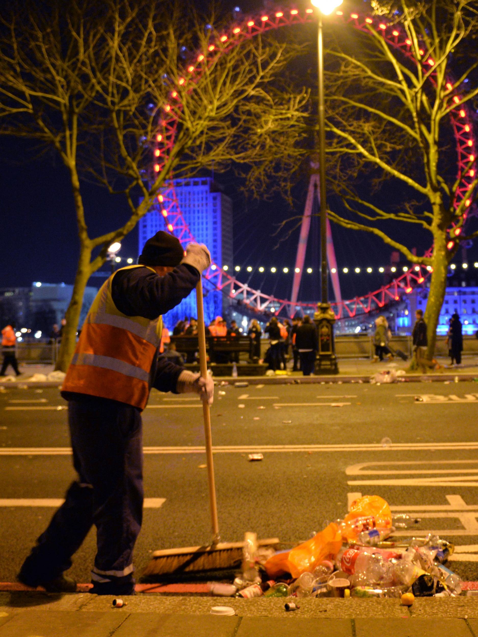 The clean-up begins in central London
