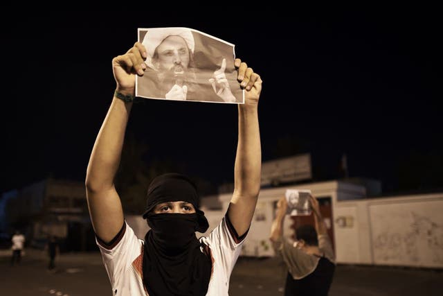 Bahrainis showing solidarity with the Shia cleric Sheikh Nimr al-Nimr