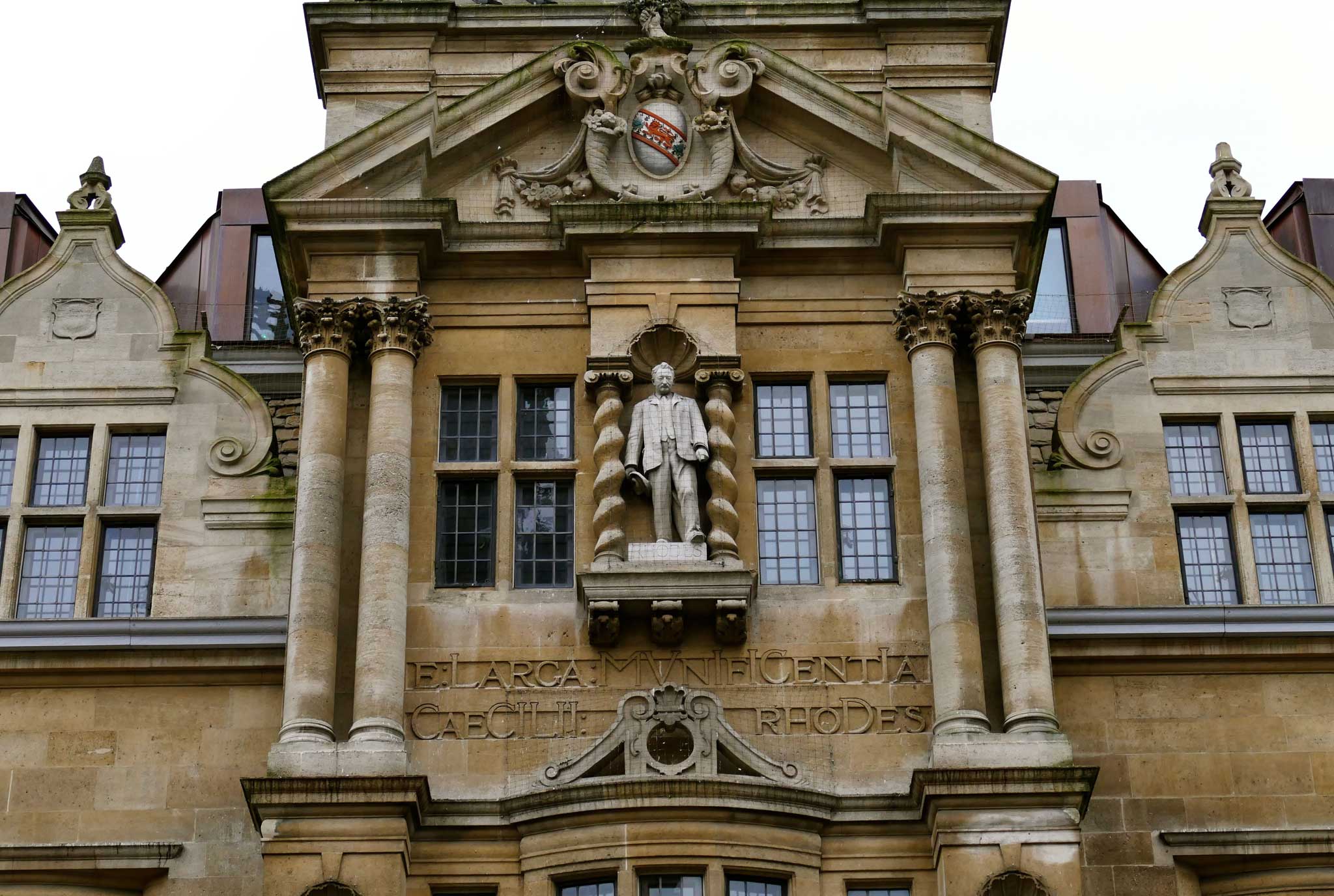A statue of Cecil Rhodes outside Oriel College, Oxford