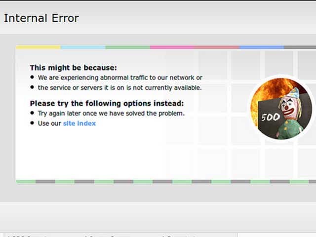 This is the error message people trying to access the BBC's websites received on New Year's Eve