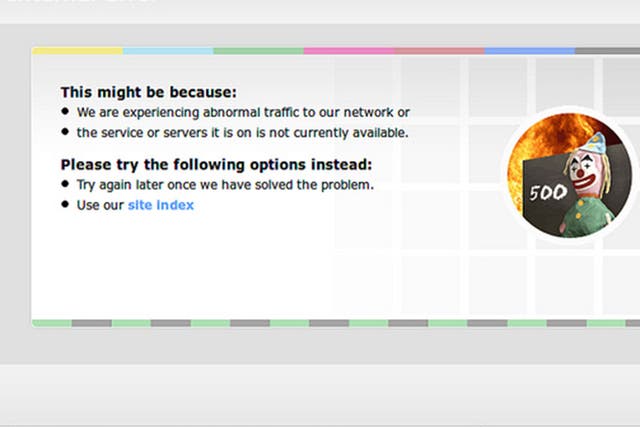 This is the error message people trying to access the BBC's websites received on New Year's Eve