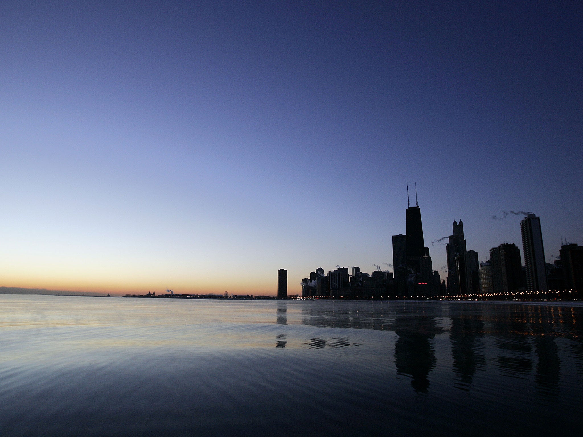 The Chicago skyline along Lake Michigan.