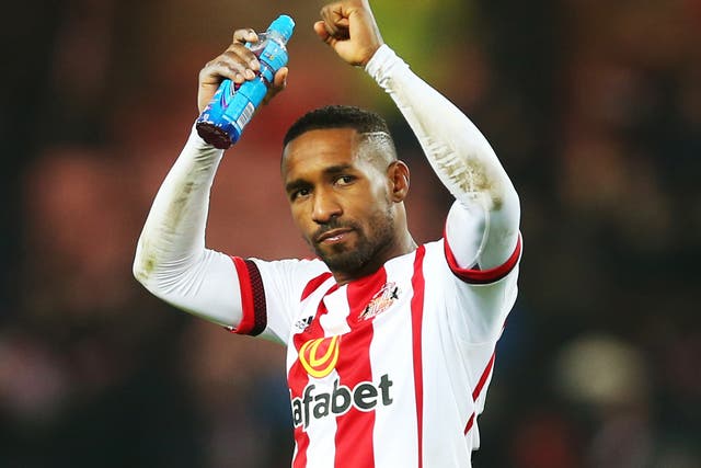 Jermain Defoe thanks the crowd after his match-winning performance