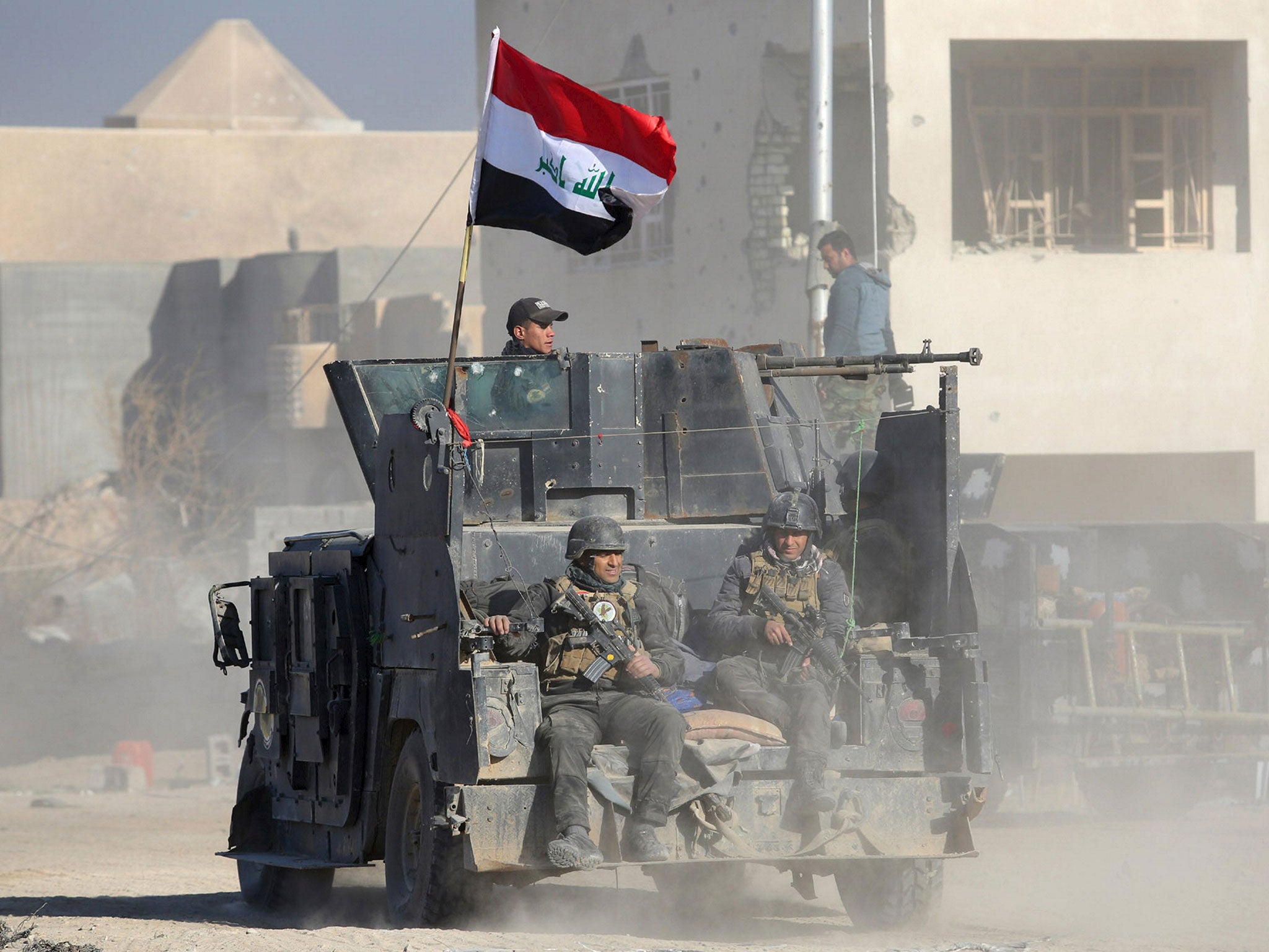 Iraqi troops in Ramadi after an important victory against Isis